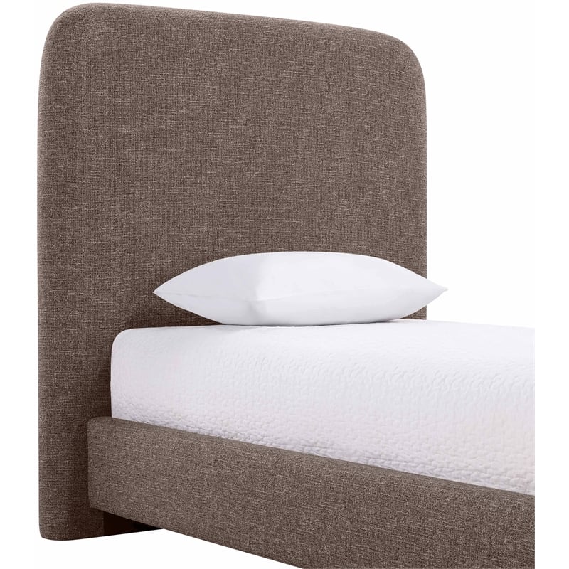 Bowery Hill Contemporary Brown Linen Textured Fabric Twin Bed
