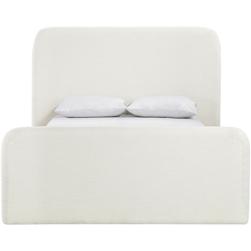 Bowery Hill Contemporary Cream Linen Textured Fabric King Bed