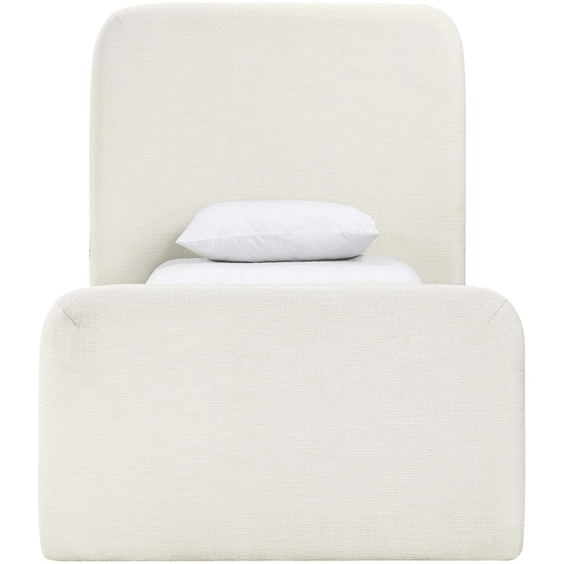 Bowery Hill Contemporary Cream Linen Textured Fabric Twin Bed