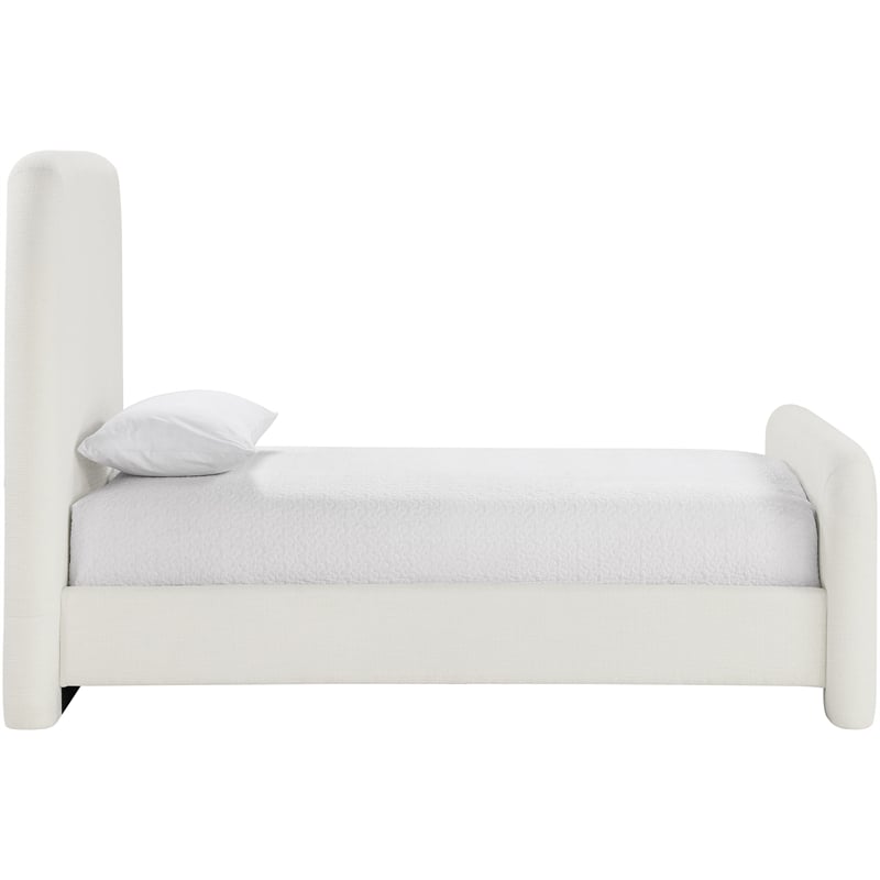 Bowery Hill Contemporary Cream Linen Textured Fabric Twin Bed