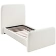 Bowery Hill Contemporary Cream Linen Textured Fabric Twin Bed