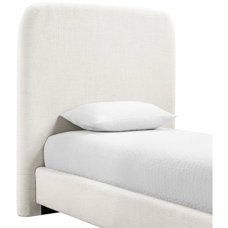 Bowery Hill Contemporary Cream Linen Textured Fabric Twin Bed