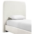 Bowery Hill Contemporary Cream Linen Textured Fabric Twin Bed