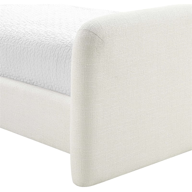 Bowery Hill Contemporary Cream Linen Textured Fabric Twin Bed