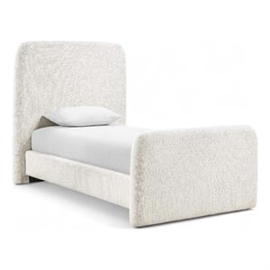 Bowery Hill Contemporary Cream Linen Textured Fabric Twin Bed