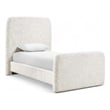 Bowery Hill Contemporary Cream Linen Textured Fabric Twin Bed