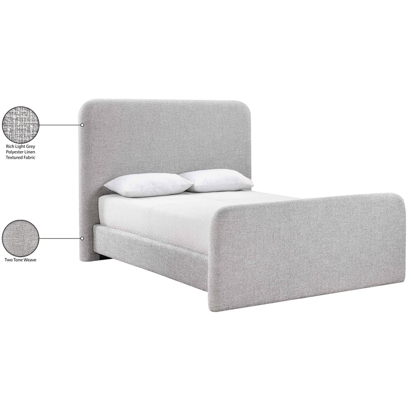 Bowery Hill Contemporary Grey Linen Textured Fabric King Bed