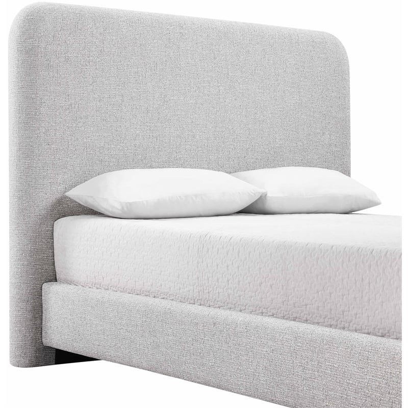 Bowery Hill Contemporary Grey Linen Textured Fabric King Bed