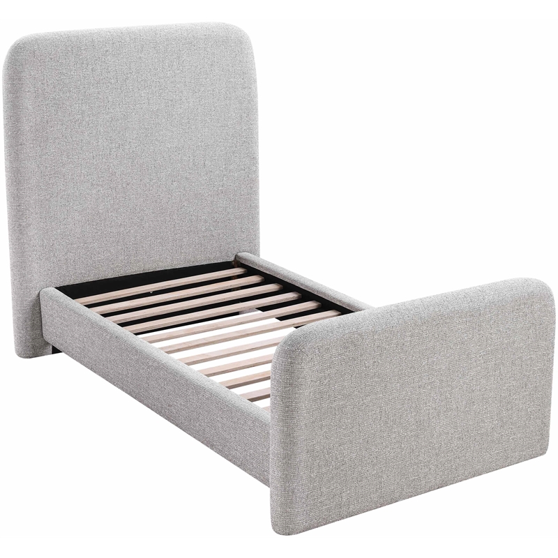 Bowery Hill Contemporary Grey Linen Textured Fabric Twin Bed
