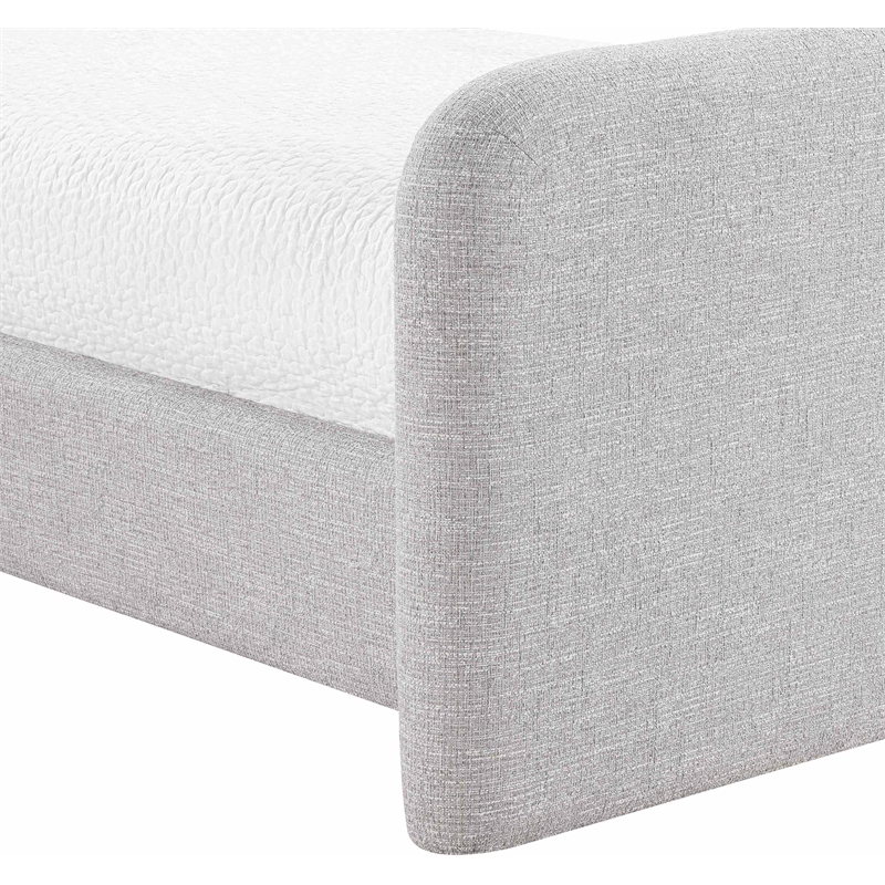 Bowery Hill Contemporary Grey Linen Textured Fabric Twin Bed