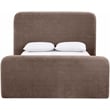 Bowery Hill Contemporary Soft Brown Chenille Fabric Queen Bed