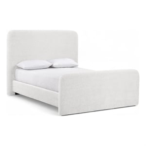 Bowery Hill Contemporary Soft Cream Chenille Fabric King Bed