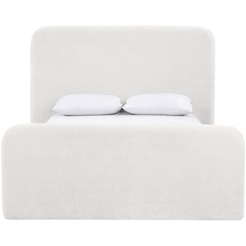 Bowery Hill Contemporary Soft Cream Chenille Fabric Queen Bed