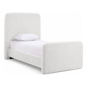 Bowery Hill Contemporary Soft Cream Chenille Fabric Twin Bed