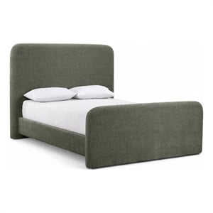 Bowery Hill Contemporary Soft Green Chenille Fabric King Bed