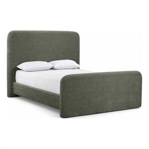 Bowery Hill Contemporary Soft Green Chenille Fabric Queen Bed