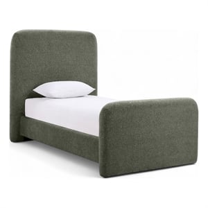 Bowery Hill Contemporary Soft Green Chenille Fabric Twin Bed