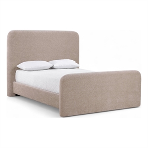 Bowery Hill Contemporary Soft Taupe Chenille Fabric Queen Bed