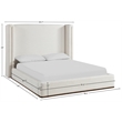 Bowery Hill Contemporary Cream Linen Textured Fabric Upholstered Full Bed