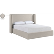 Bowery Hill Contemporary Beige Linen Textured Fabric Upholstered King Bed
