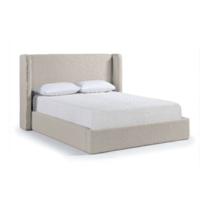 Bowery Hill Contemporary Beige Linen Textured Fabric Upholstered King Bed
