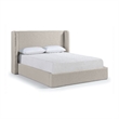 Bowery Hill Contemporary Beige Linen Textured Fabric Upholstered King Bed