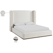 Bowery Hill Contemporary Cream Linen Textured Fabric Upholstered King Bed