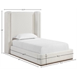 Bowery Hill Contemporary Cream Linen Textured Fabric Upholstered Twin Bed
