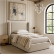 Bowery Hill Contemporary Beige Linen Textured Fabric Upholstered Twin Bed
