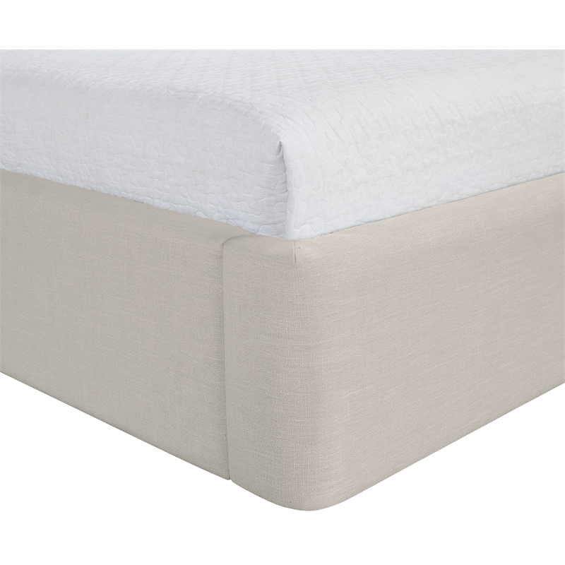 Bowery Hill Contemporary Beige Linen Textured Fabric Upholstered Twin Bed