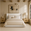 Bowery Hill Contemporary Cream Linen Textured Fabric Upholstered King Bed