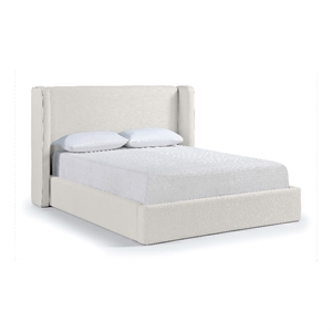 Bowery Hill Contemporary Cream Linen Textured Fabric Upholstered King Bed