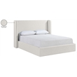 Bowery Hill Contemporary Cream Linen Textured Fabric Upholstered Queen Bed