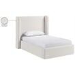 Bowery Hill Contemporary Cream Linen Textured Fabric Upholstered Twin Bed