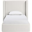 Bowery Hill Contemporary Cream Linen Textured Fabric Upholstered Twin Bed
