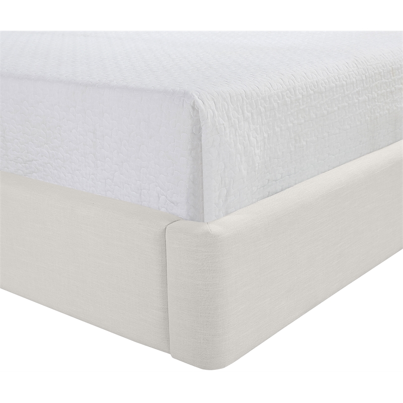 Bowery Hill Contemporary Cream Linen Textured Fabric Upholstered Twin Bed