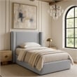 Bowery Hill Contemporary Grey Linen Textured Fabric Upholstered Twin Bed