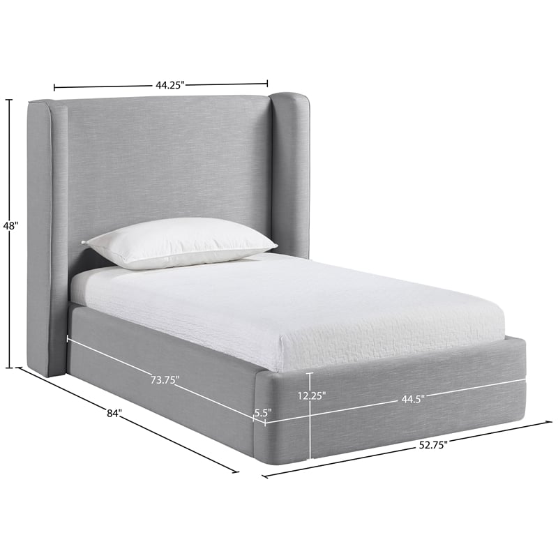Bowery Hill Contemporary Grey Linen Textured Fabric Upholstered Twin Bed