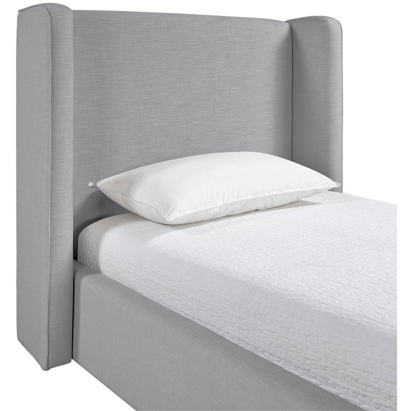 Bowery Hill Contemporary Grey Linen Textured Fabric Upholstered Twin Bed