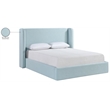 Bowery Hill Contemporary Light Blue Linen Textured Fabric Upholstered King Bed