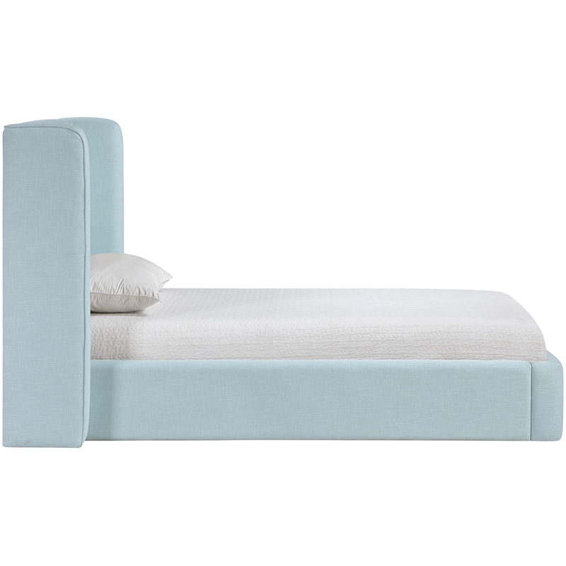 Bowery Hill Contemporary Light Blue Linen Textured Fabric Upholstered Twin Bed