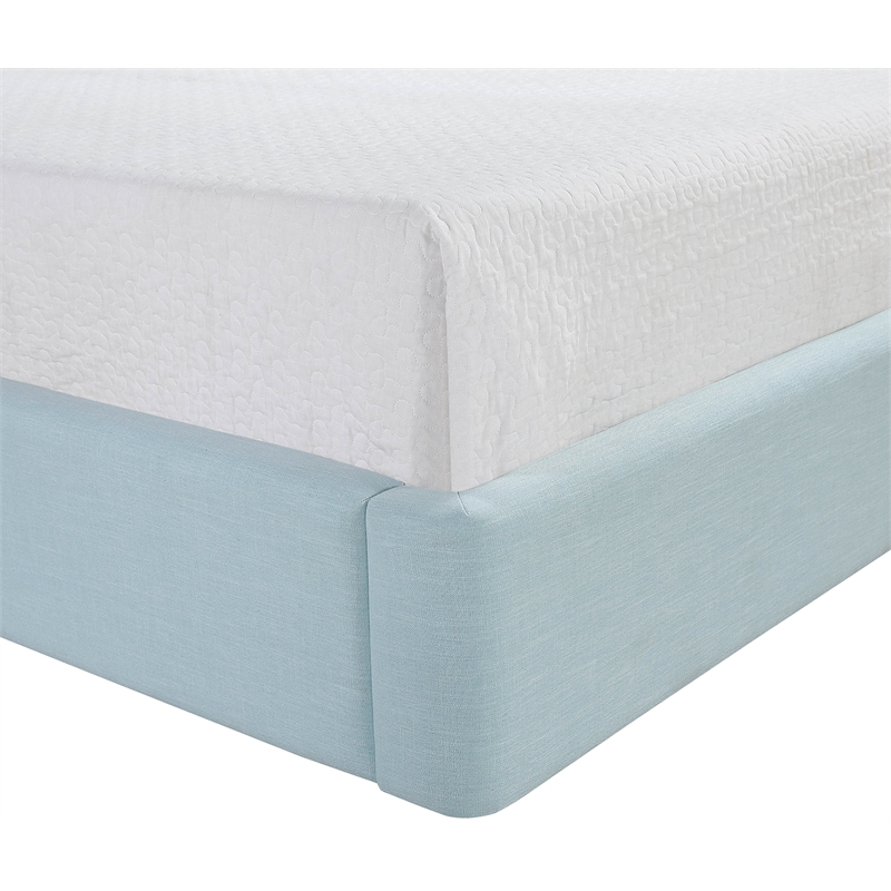 Bowery Hill Contemporary Light Blue Linen Textured Fabric Upholstered Twin Bed