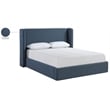 Bowery Hill Contemporary Navy Linen Textured Fabric Upholstered Queen Bed
