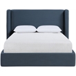 Bowery Hill Contemporary Navy Linen Textured Fabric Upholstered Queen Bed