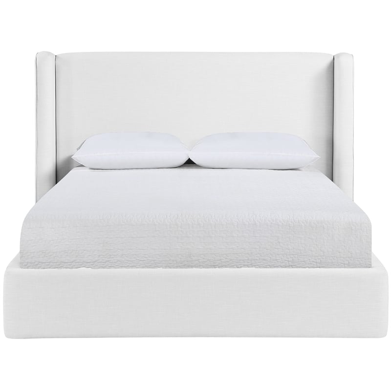 Bowery Hill Contemporary White Linen Textured Fabric Upholstered Full Bed