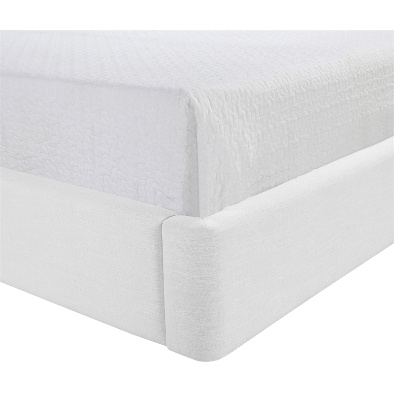 Bowery Hill Contemporary White Linen Textured Fabric Upholstered Full Bed