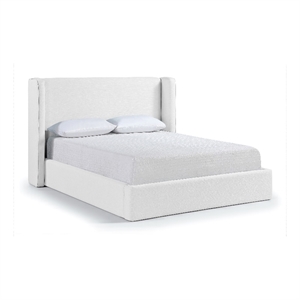 Bowery Hill Contemporary White Linen Textured Fabric Upholstered Full Bed