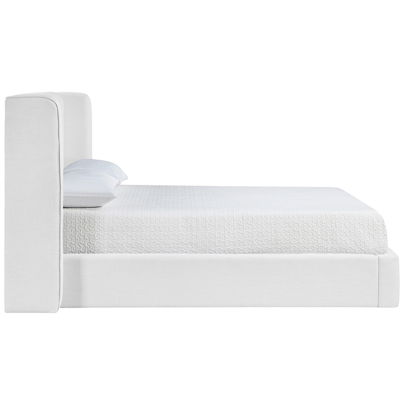 Bowery Hill Contemporary White Linen Textured Fabric Upholstered Queen Bed