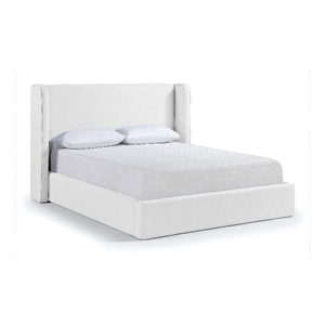 Bowery Hill Contemporary White Linen Textured Fabric Upholstered Queen Bed