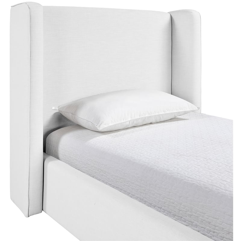 Bowery Hill Contemporary White Linen Textured Fabric Upholstered Twin Bed